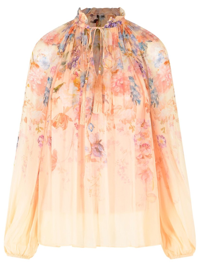 Zimmermann 'Valiant' Blouse In Peach Viscose