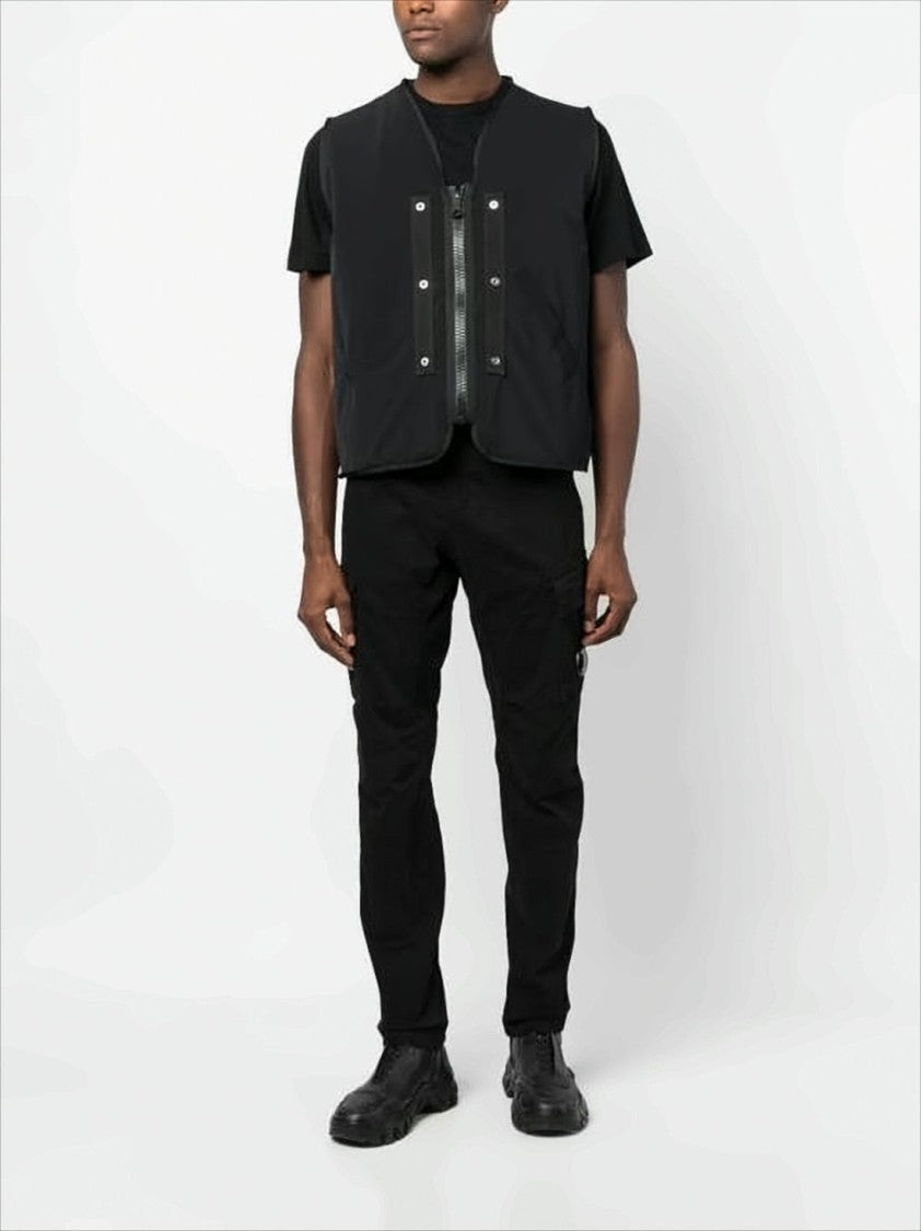 C.P. Company Streamlined Black Cargo Pants With Functional Pockets And Logo Detail