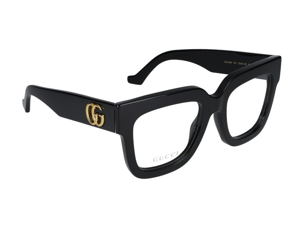 Gucci Black Gold Accents Oversized Square Eyeglasses