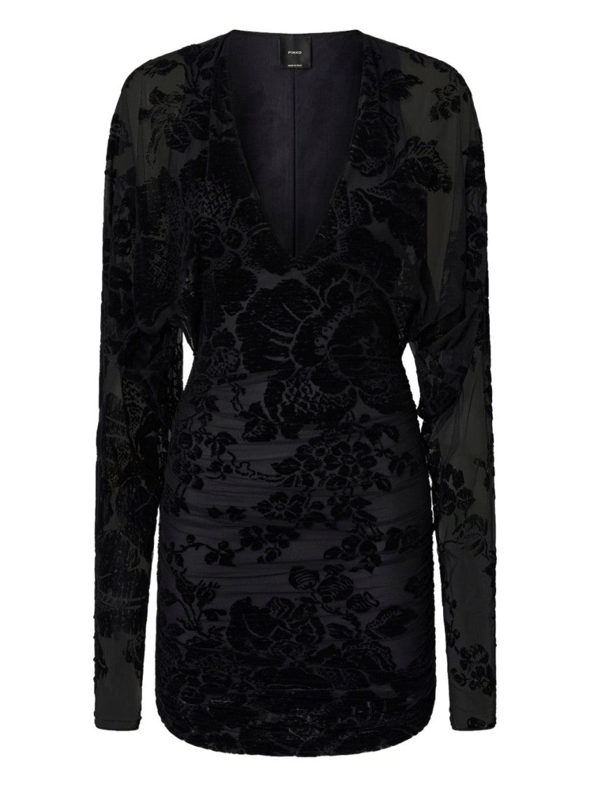 Pinko Mini Dress With Textured Floral Pattern