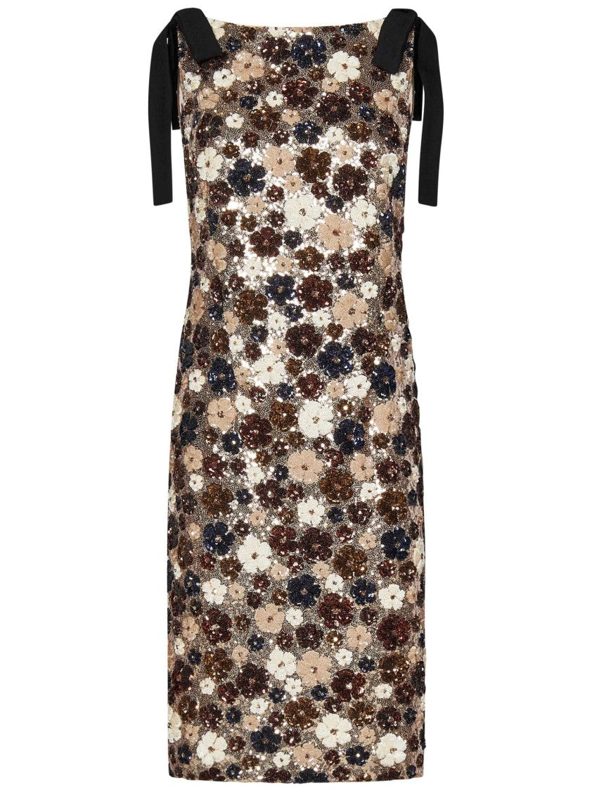 N°21 Sequin Midi Dress With Floral Patterns