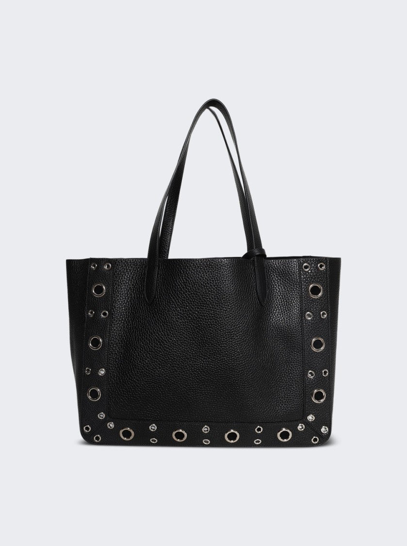 Valentino Garavani Medium Grainy Calfskin Shopping Tote With Signature Vlogo