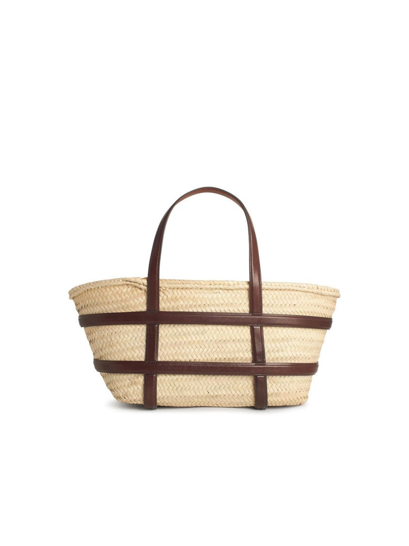 Tory Burch Ella' Bucket Bag In Beige Straw