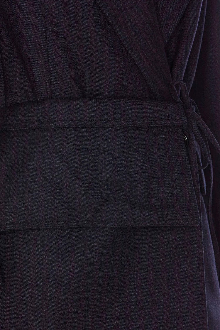 Bottega Veneta Navy Wrap-Front Belted Wool Jacket