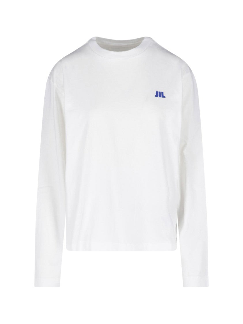 Jil Sander White Crewneck Long-Sleeve Cotton T-Shirt