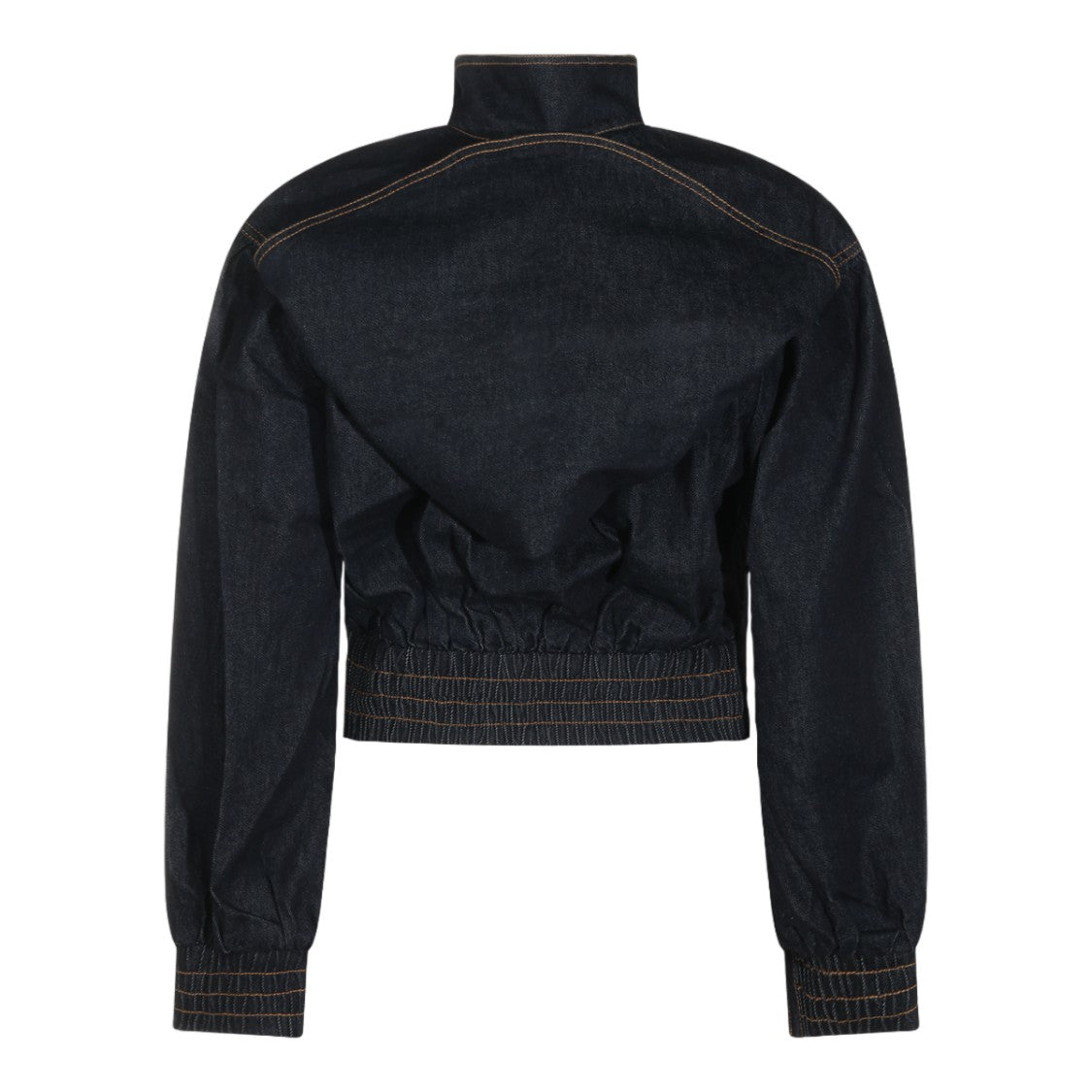Zimmermann Cropped Dark Denim Jacket With Contrasting Stitching