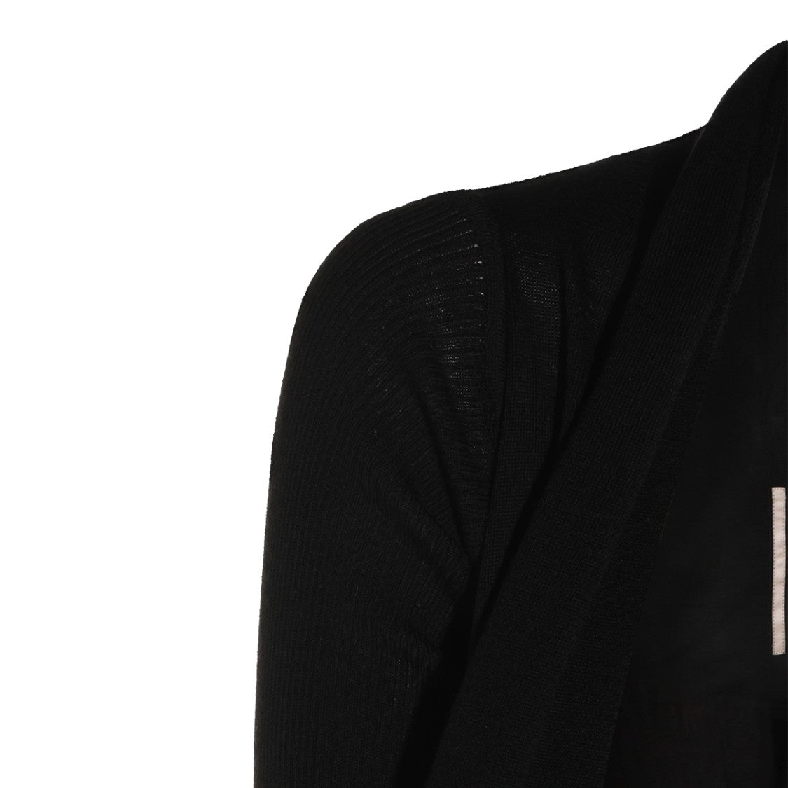 Rick Owens Long Ribbed Black Knit Sweater With Open Front Design