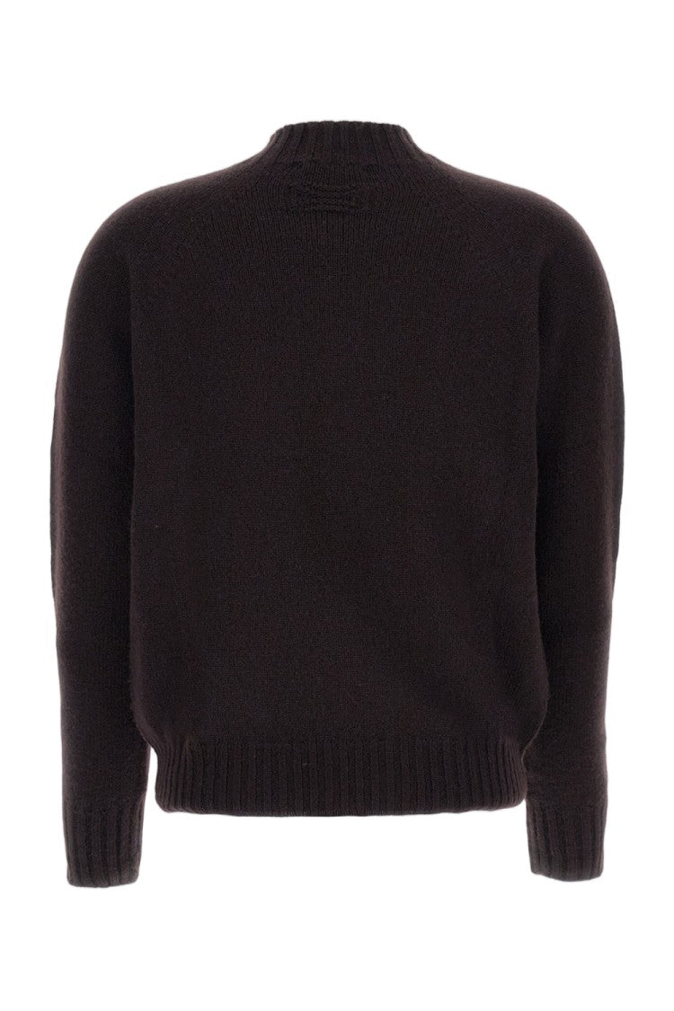 Drumohr Brown Plain Wool Crewneck Sweater