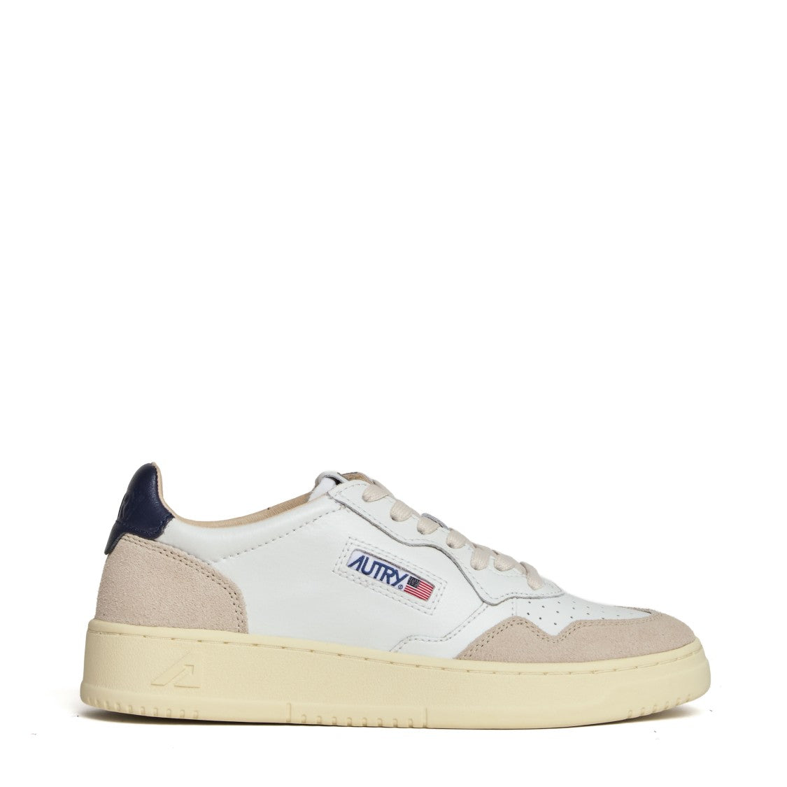 Autry White Blue Medalist Low Suede Sneakers