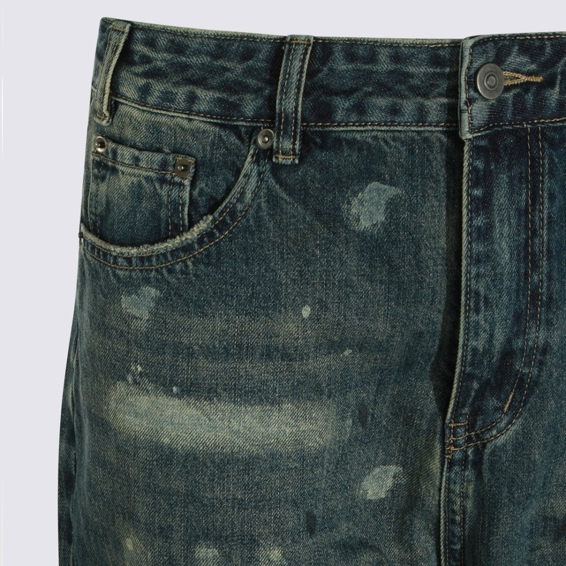 Found Distressed Vintage Jeans With Classic Five-Pocket Design