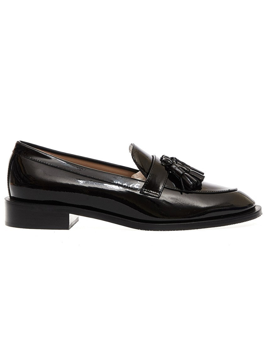 Stuart Weitzman Black Tassel Moccasins