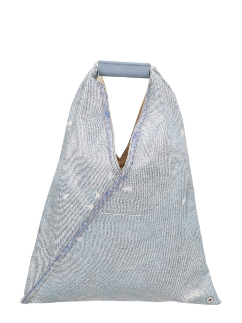 Mm6 By Maison Margiela Light Washed Denim Triangular Handbag