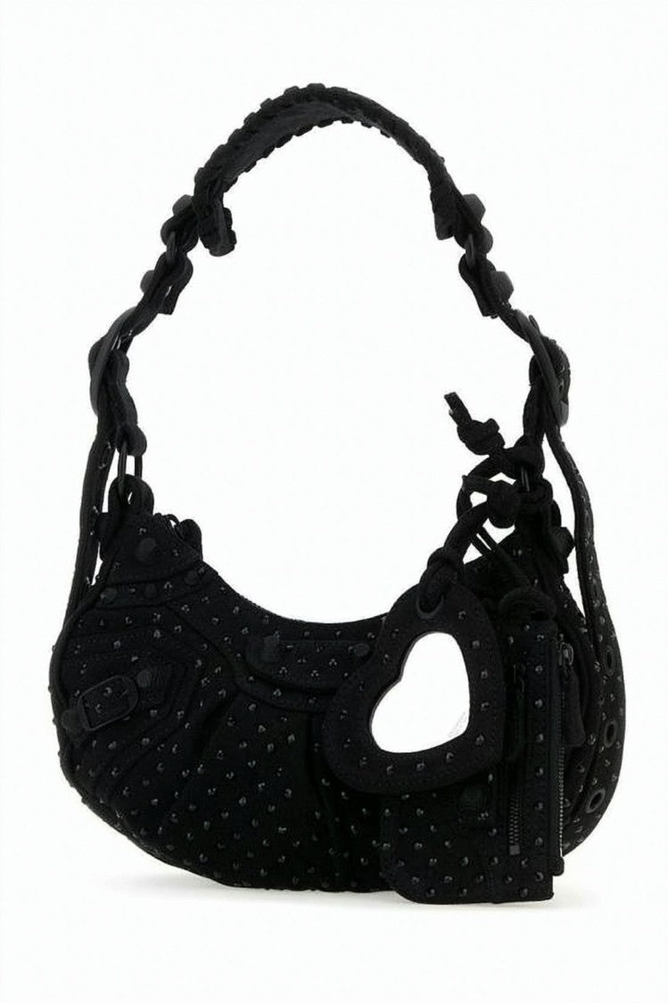Balenciaga Crescent-Shaped Shoulder Bag With Textured Surface And Playful Charm