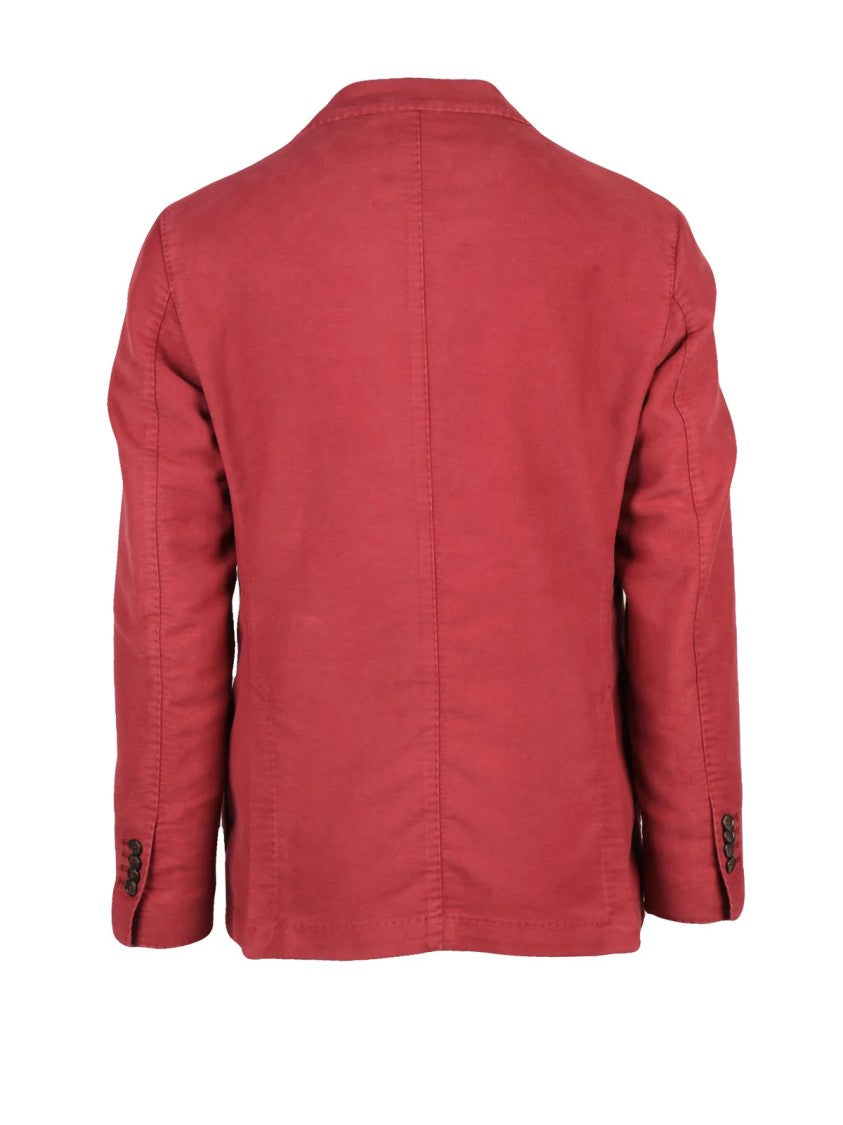 L.B.M. 1911 Tailored Red Cotton Fustian Jacket With Notch Lapels