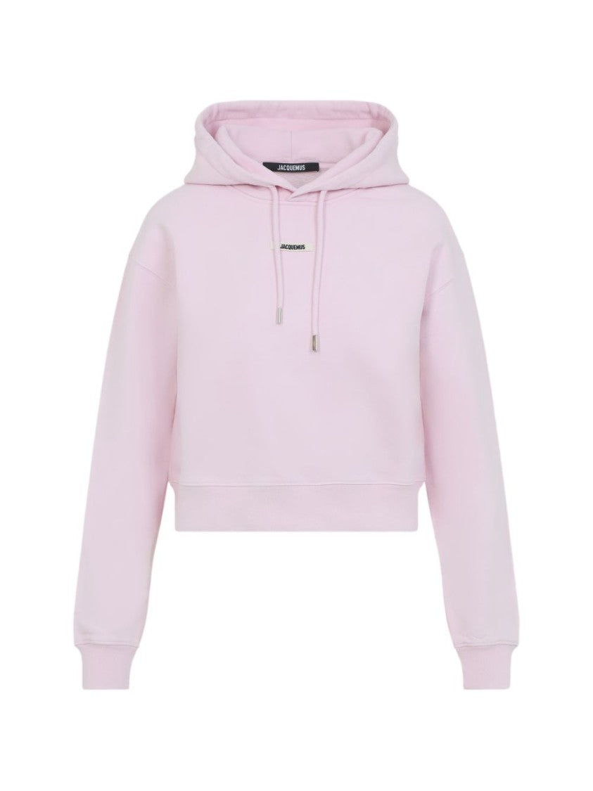 Jacquemus Pink Cropped Drawstring Hooded Sweatshirt