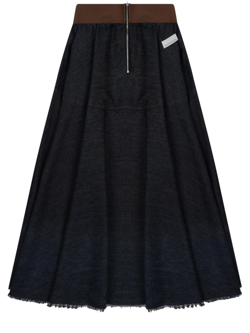 Nine In The Morning Eugenia Flared Black Cotton Midi Skirt