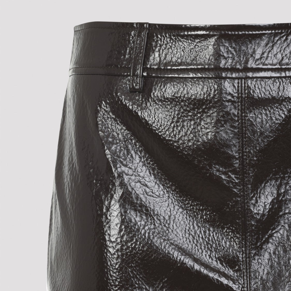 The Frankie Shop Knee-Length Textured Polyurethane Skirt With Seam Detailing