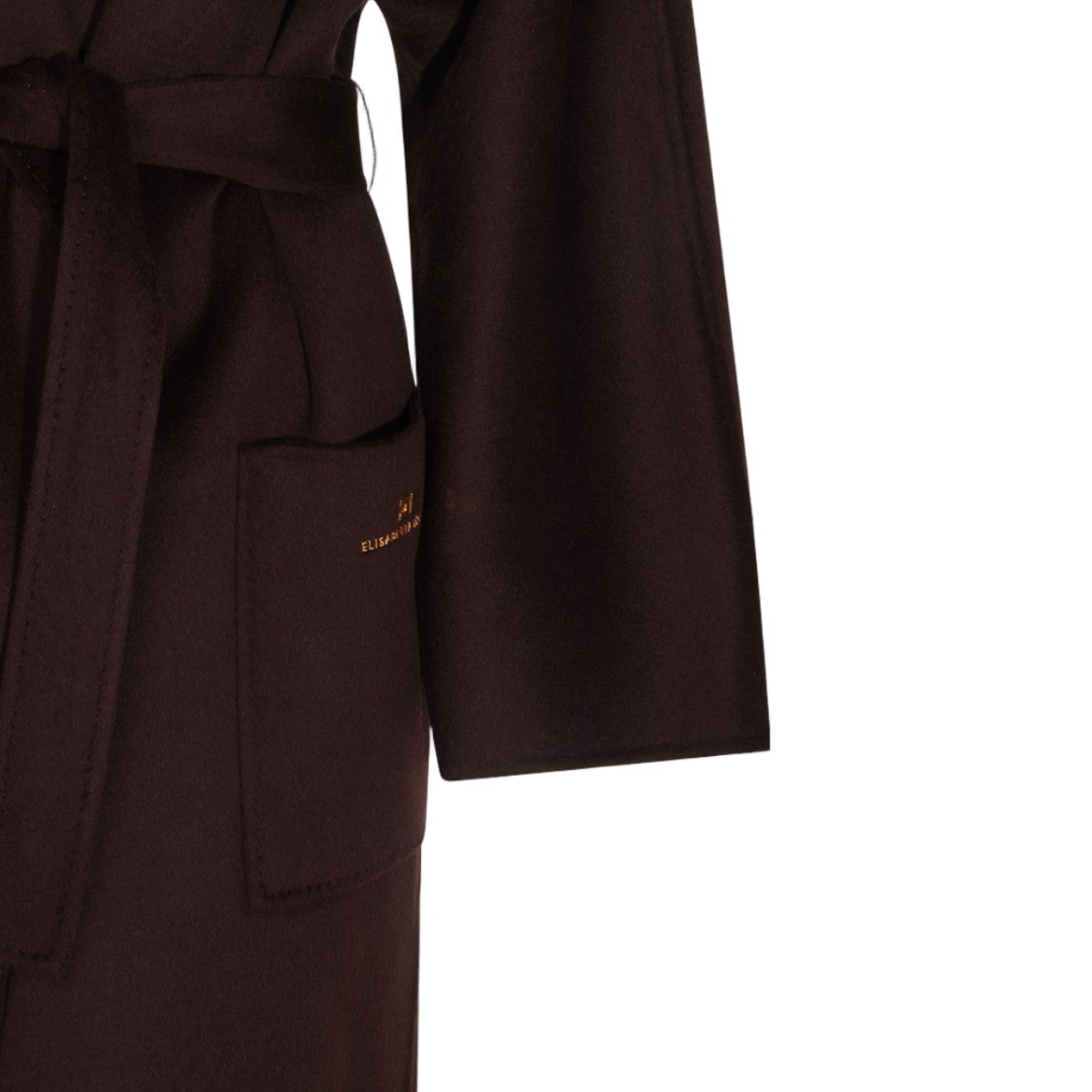 Elisabetta Franchi Long Tailored Coat With Wide Lapel And Self-Tie Belt
