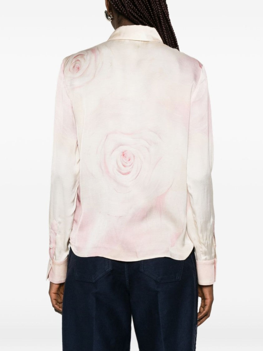 Blugirl Soft Pink Floral Print Blouse With Classic Point Collar