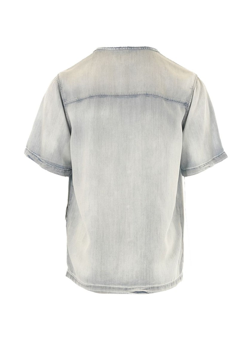 Diesel Blue Silk And Nylon Button Shirt