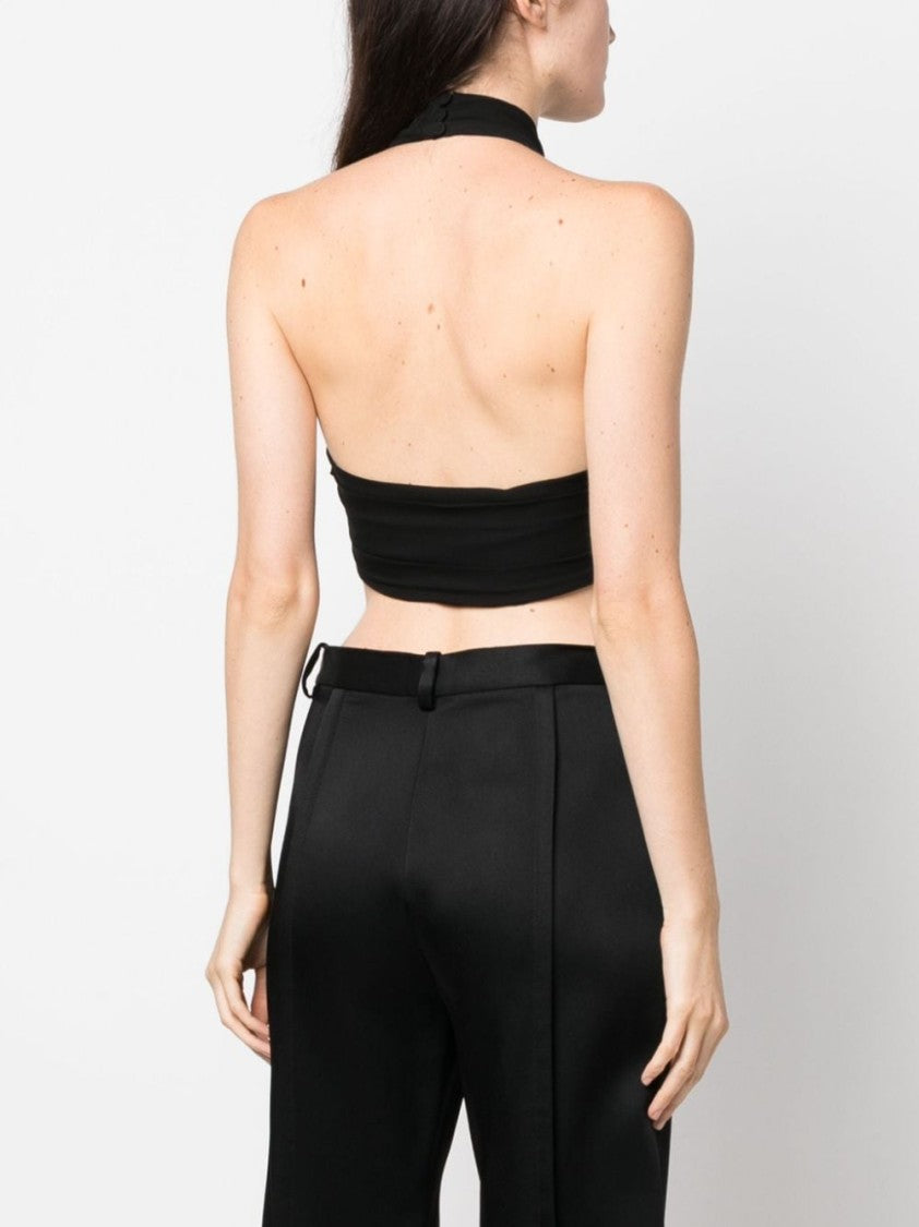 Moschino Backless Silk Crop Top