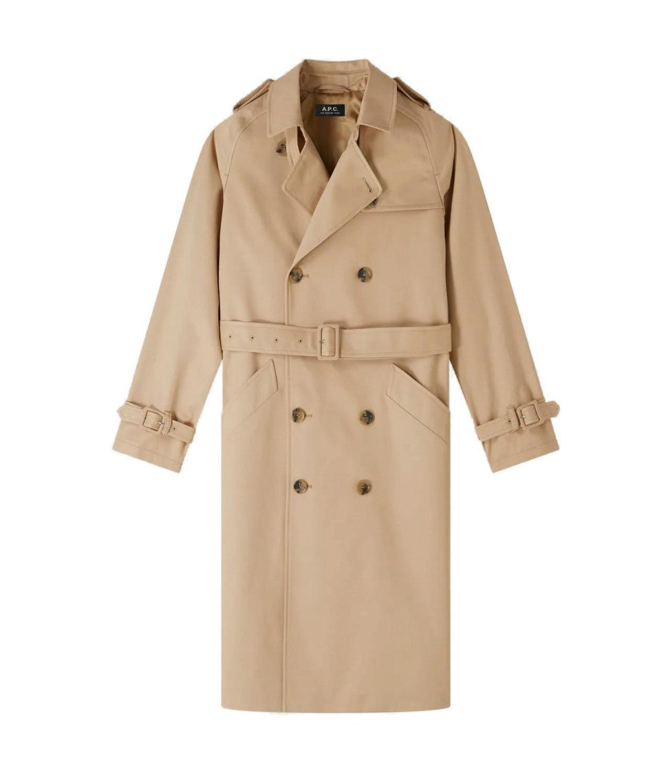 A.P.C. Beige Waterproof Cotton Gabardine Trench Coat