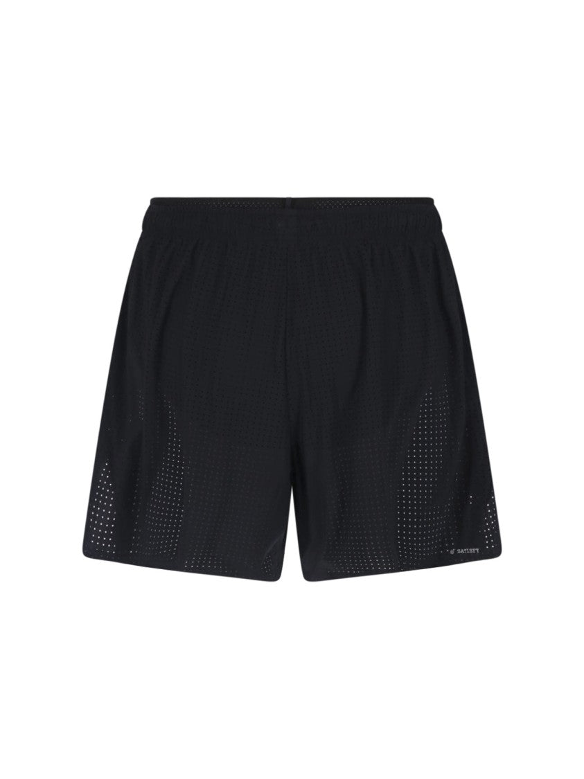 Satisfy Black Lightweight Perforated Fabric Shorts