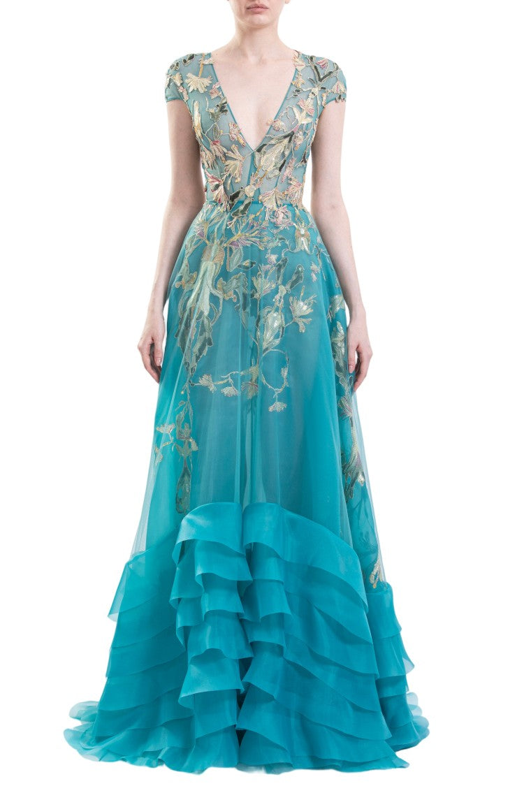 Saiid Kobeisy Linen Jacket And Ruffled Dress
