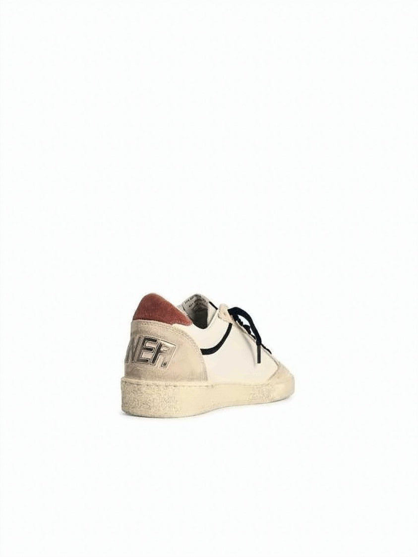 Golden Goose Distressed Off-White Leather Low-Top Sneakers