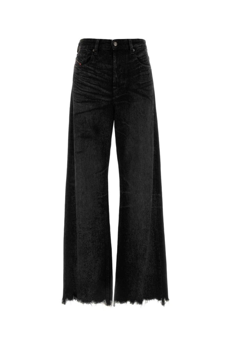 Diesel Black Denim Wide-Leg Jeans