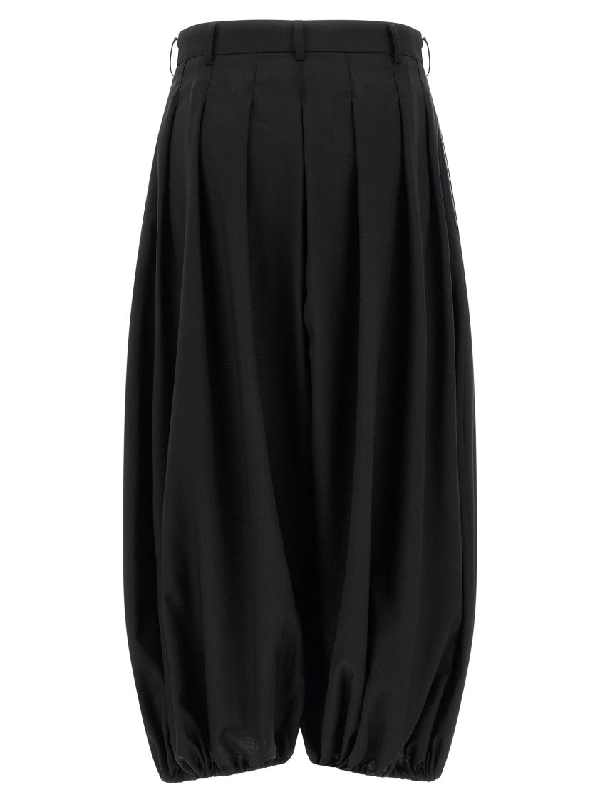Comme Des Garçons Extra Wide Leg Black Zuava Pants With Gathered Hem