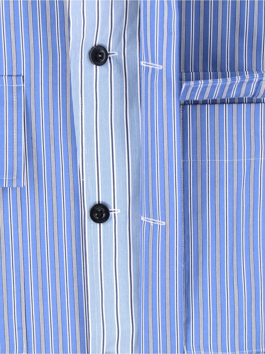 Sacai Blue Striped Cotton Poplin Shirt