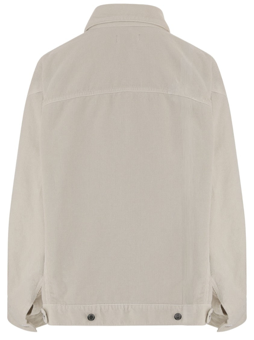Haikure Cotton Velvet Jacket With Classic Collar And Ribbed Knit