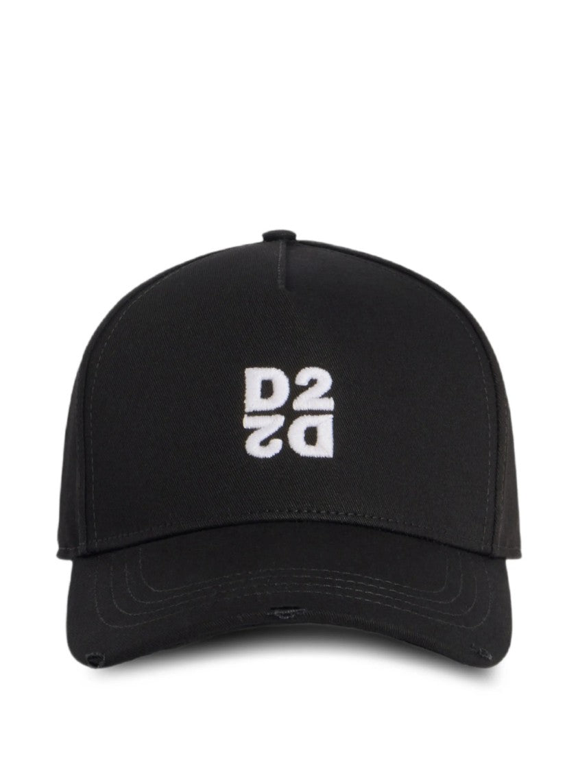 Dsquared2 Structured Black Baseball Cap Embroidered Logo