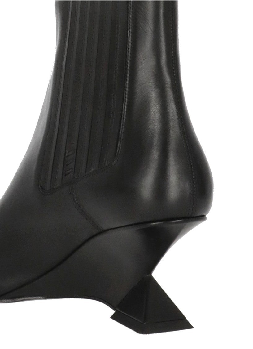 The Attico Black Cheope Wedge Leather Boots
