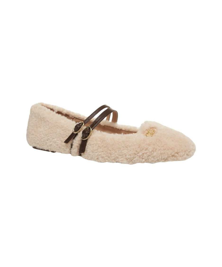 Liu Jo Beige Ballerinas With Faux Fur Upper