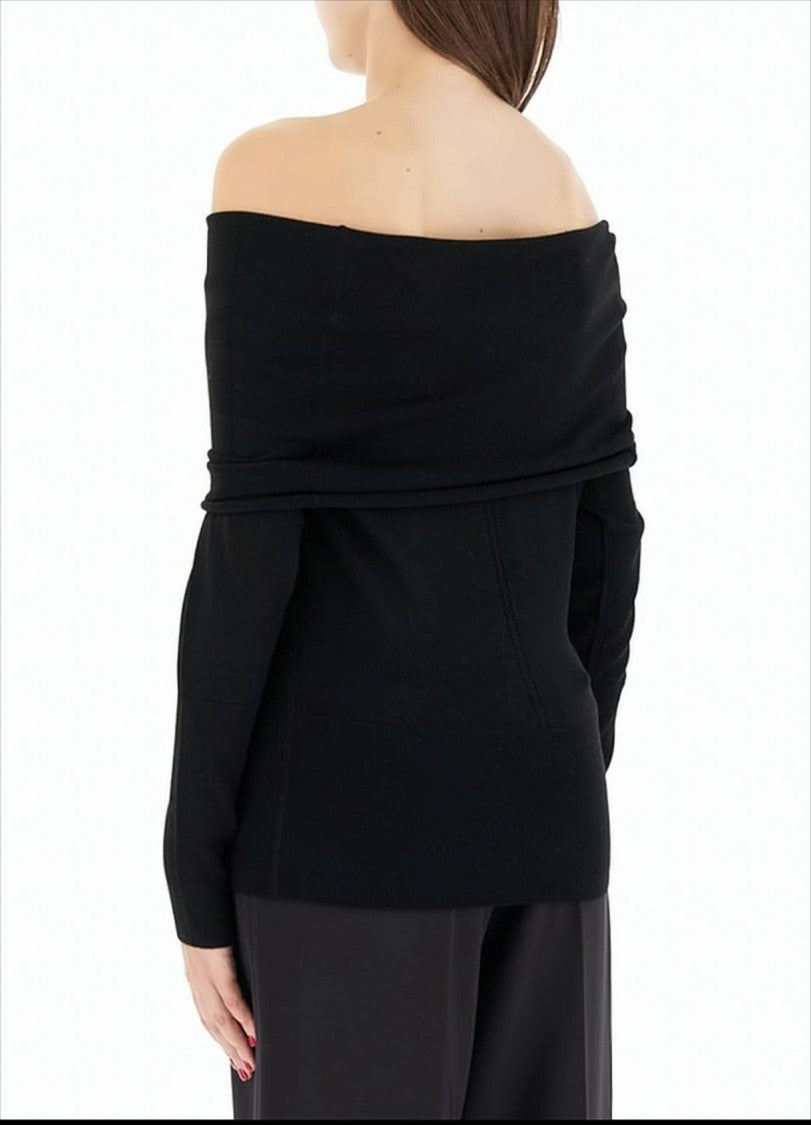 Pinko Off-The-Shoulder Fitted Top With Long Sleeves