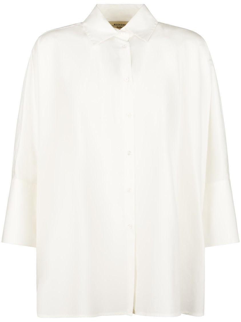 Max Mara Boxy Silhouetted White Shirt With Classic Collar