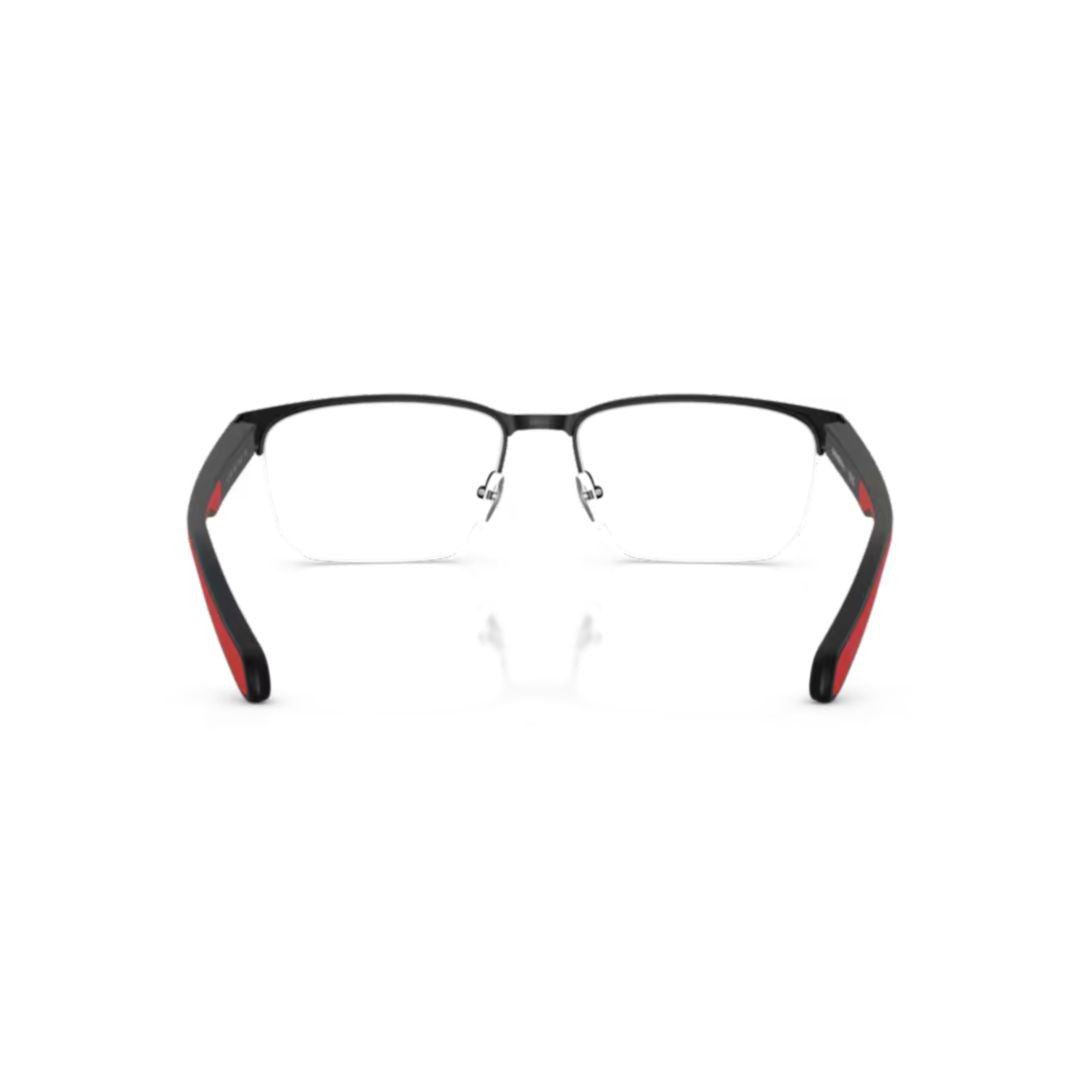 Emporio Armani 0Ea1162 Semi-Rimless Black Metal Eyeglasses With Bold Red Accents