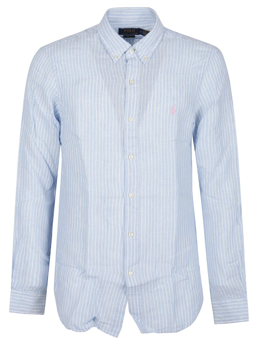 Polo Ralph Lauren Blue Striped Long-Sleeve Linen Shirt