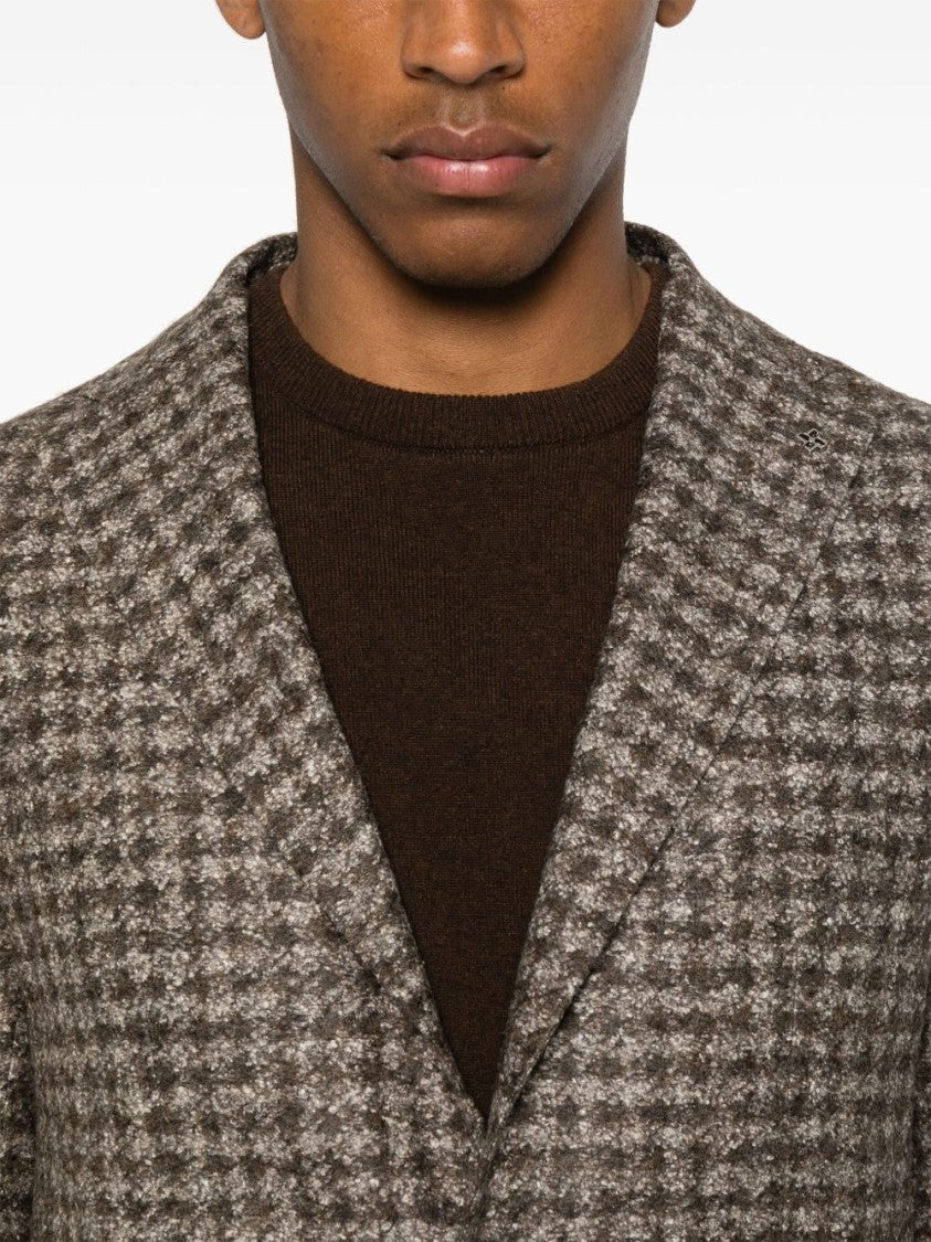 Tagliatore Tailored Brown Jacket With Classic Lapel Collar And Refined Silhouette