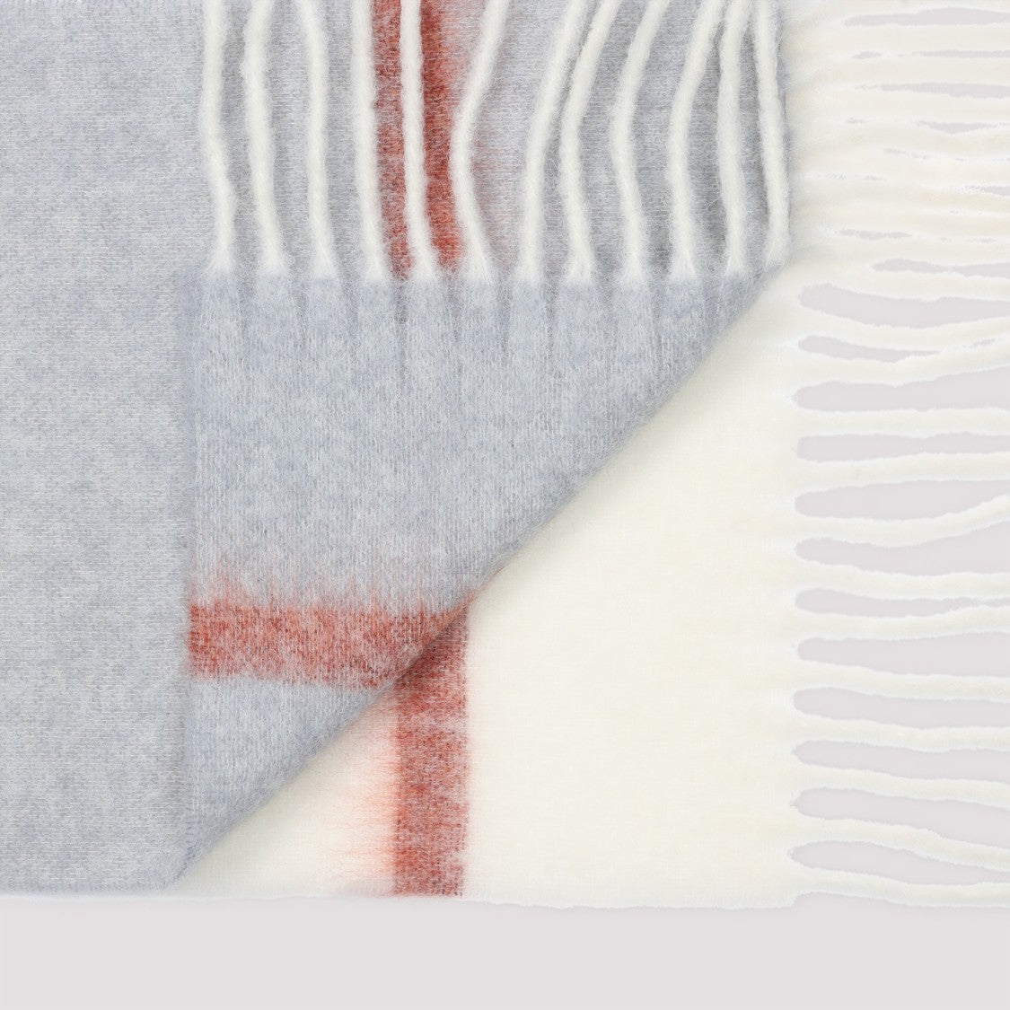 Marni Textured Neutral Scarf With Fringed Edges