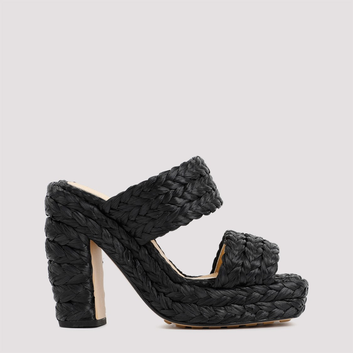 Bottega Veneta Black Raffia Sandals