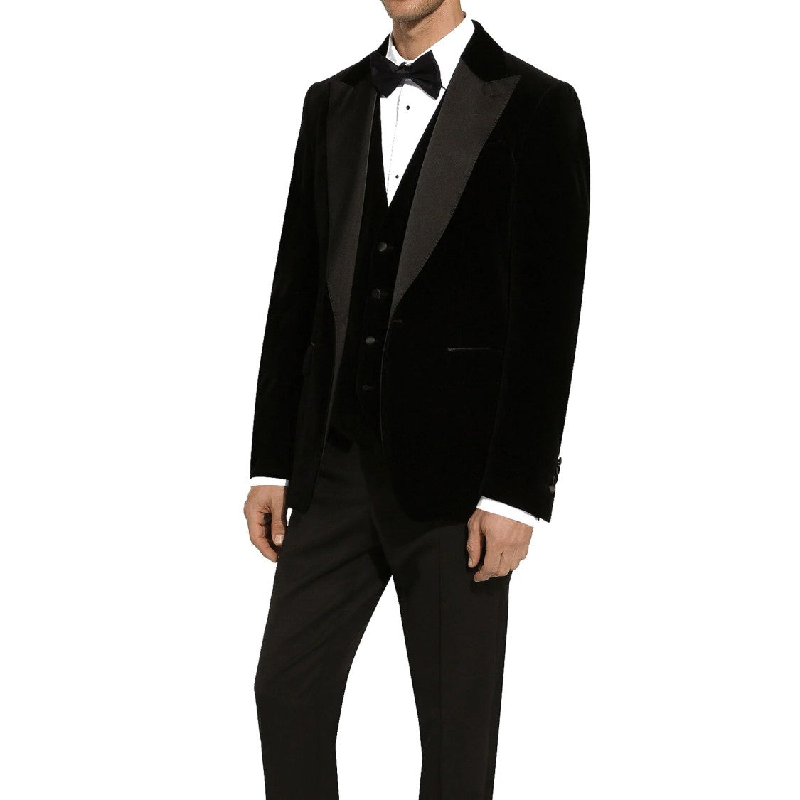 Dolce & Gabbana Peak Lapel Tuxedo Velvet Jacket With Padded Shoulders