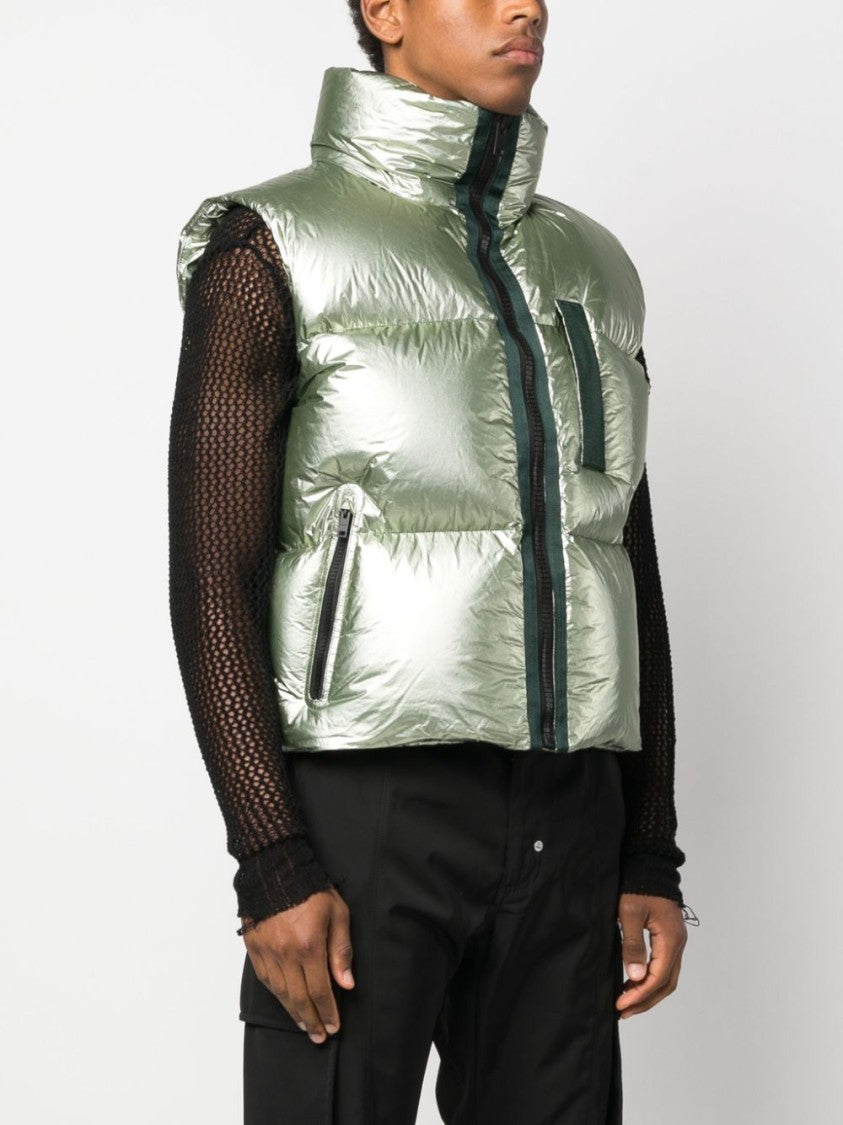 Givenchy Metallic-Finish Sage Green Down Gilet