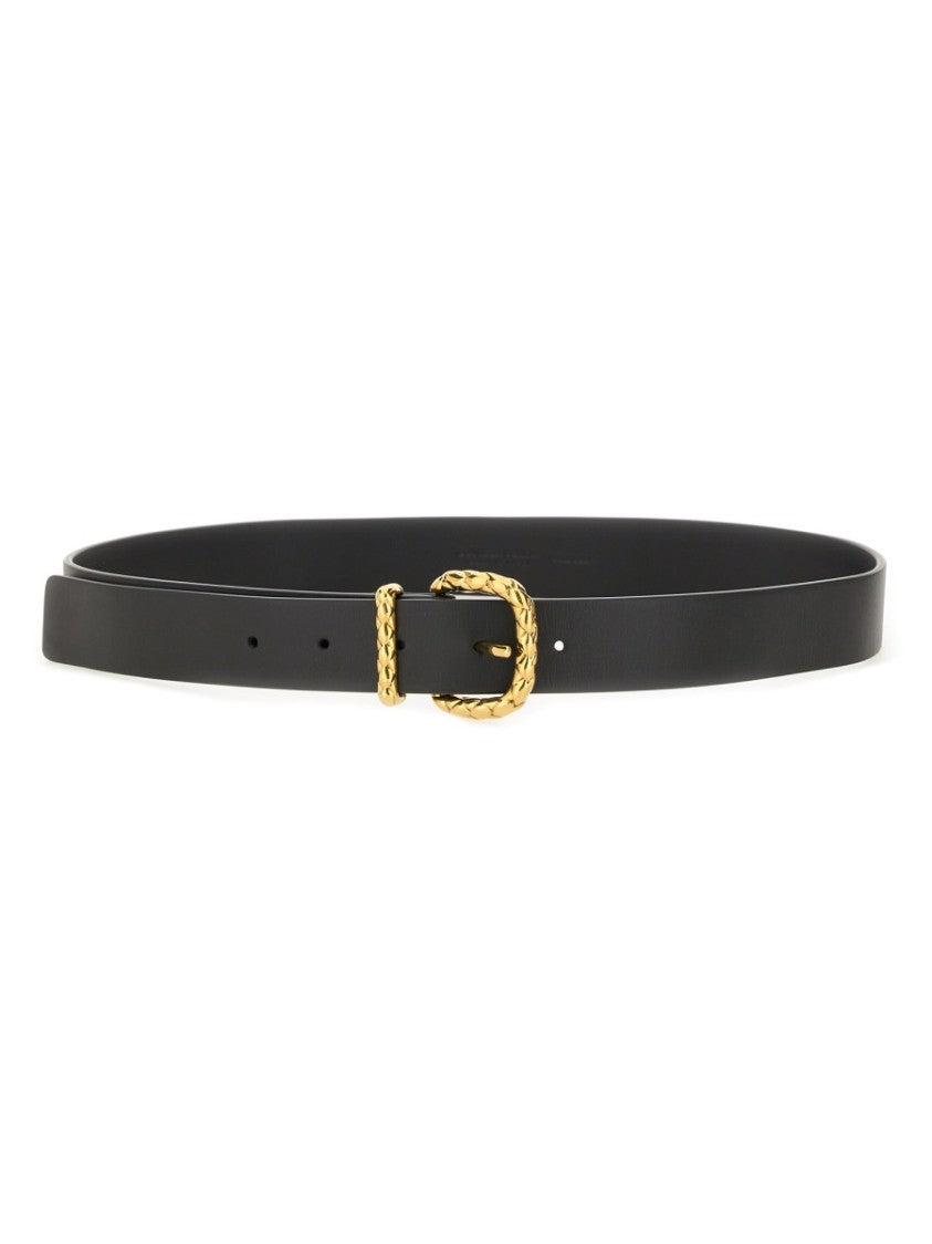 Bottega Veneta Coaxial Textured Buckle Calfskin Belt