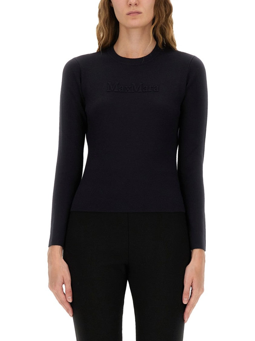 Max Mara Fitted Long-Sleeve Jersey With Subtle Embossed Logo