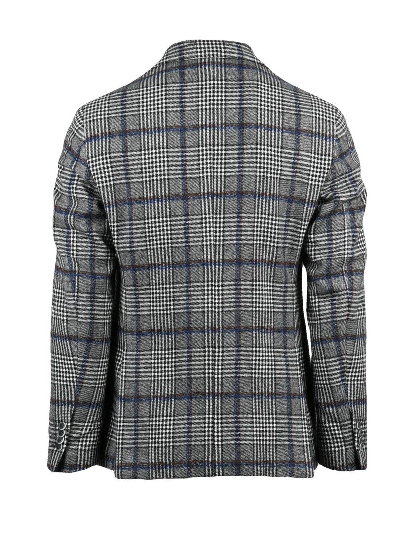 Luigi Bianchi Plaid Wool Cotton Blended Jacket With Rounded Silhouette