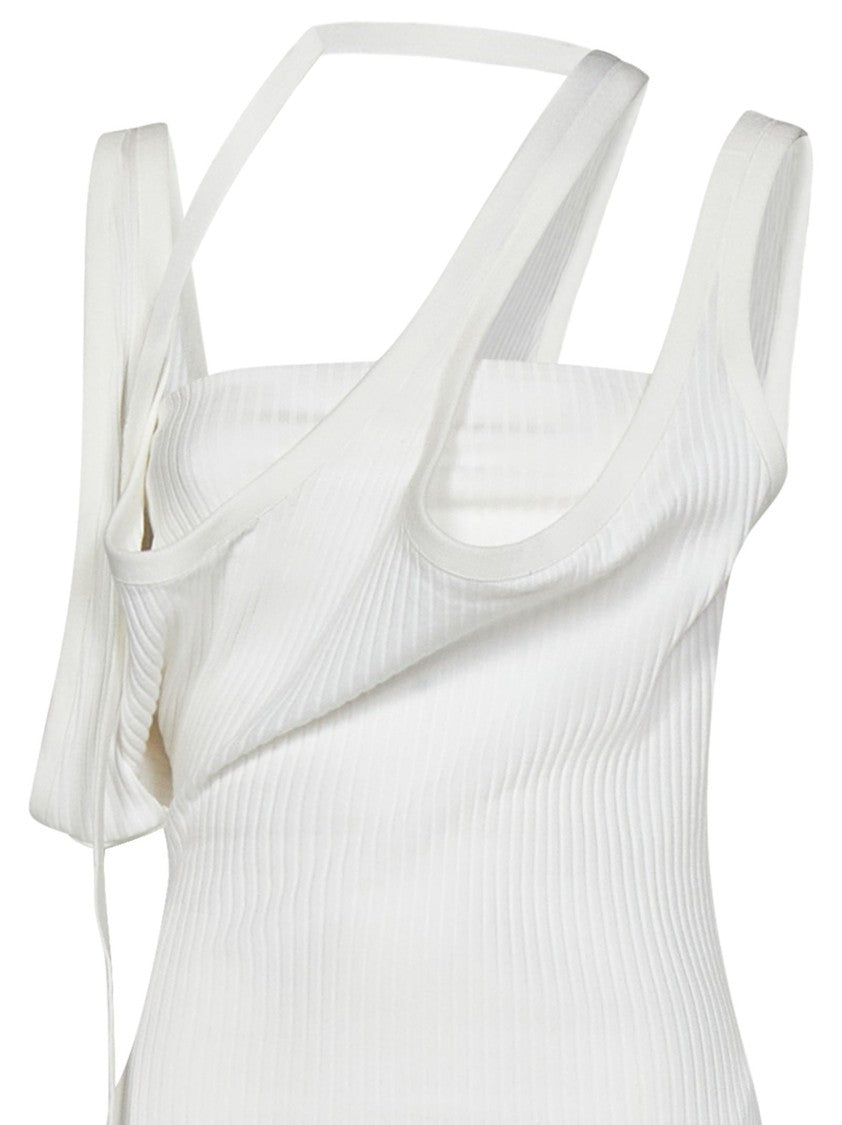 The Attico White Ribbed Cotton Jersey Top