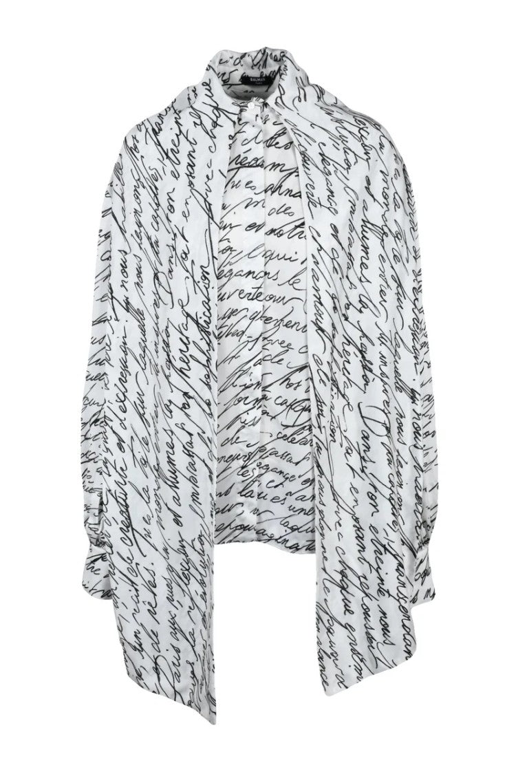Balmain Fluid Drape Script Print Balmain Shirt